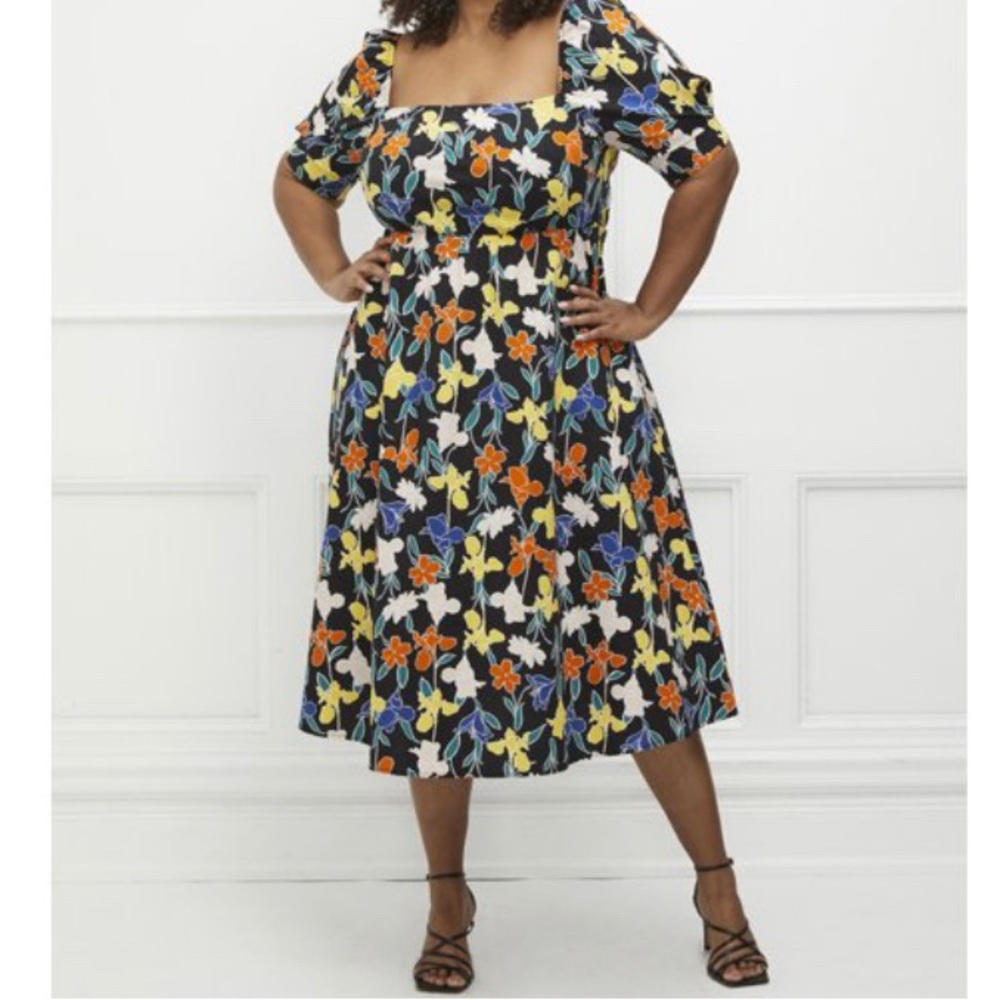 Eloquii elements floral square neck dress